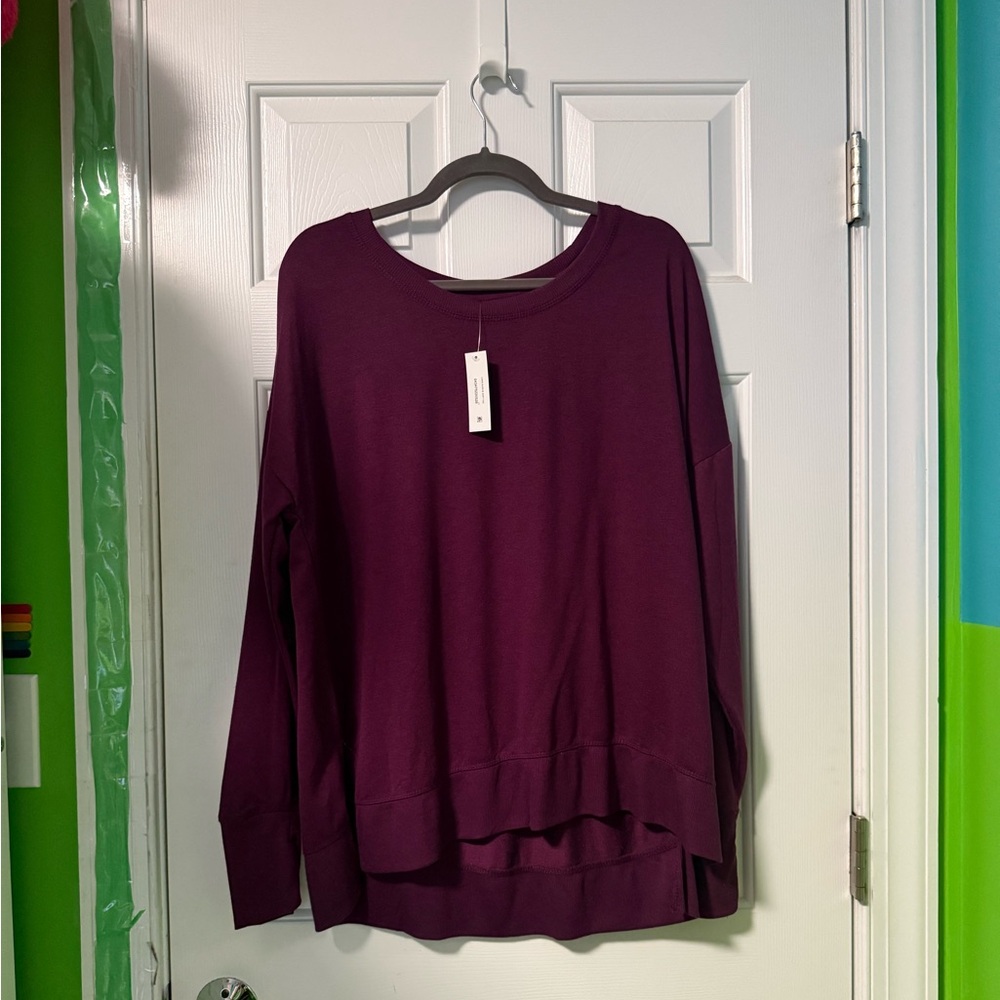 Avia Long Sleeve Soft Tee with Thumb Holes (XL, Burgundy)
